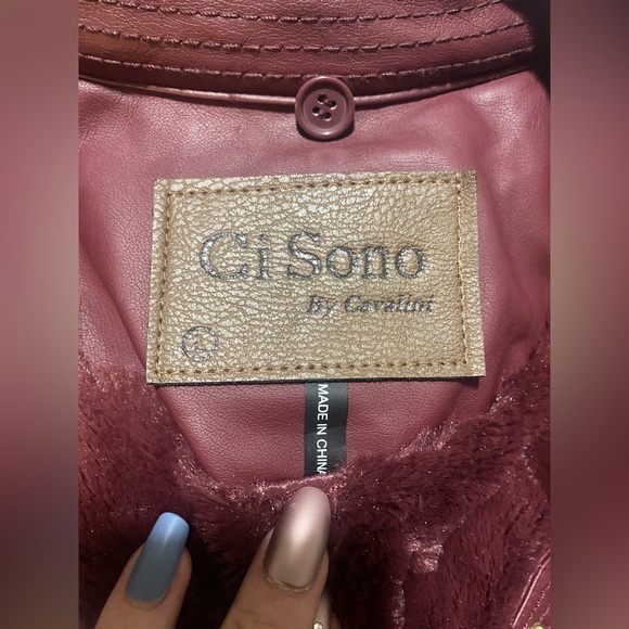 🔥Wore Once-Ci Sono Deep Maroon Coat- 100% Polyurethane shell- size Large - Picture 4 of 11
